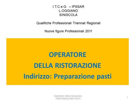 Indirizzo: Preparazione pasti