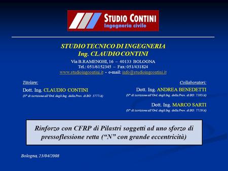 STUDIO TECNICO DI INGEGNERIA Ing. CLAUDIO CONTINI