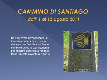 CAMMINO DI SANTIAGO dall’ 1 al 12 agosto 2011