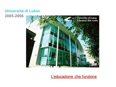 Università di Luton 2005-2006 L’educazione che funziona.