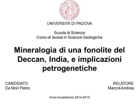 Corso di laurea in Scienze Geologiche