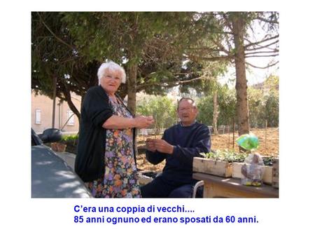 C’era una coppia di vecchi.... 85 anni ognuno ed erano sposati da 60 anni.