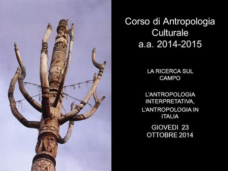 Corso di Antropologia Culturale a.a