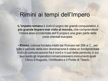 Rimini ai tempi dell’Impero