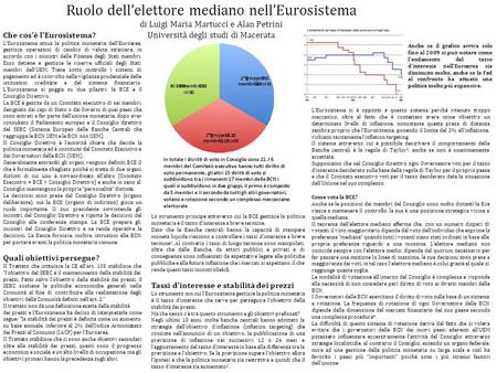 Ruolo dell’elettore mediano nell’Eurosistema di Luigi Maria Martucci e Alan Petrini Università degli studi di Macerata Che cos’è l’Eurosistema? L’Eurosistema.