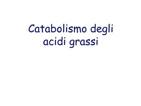 Catabolismo degli acidi grassi