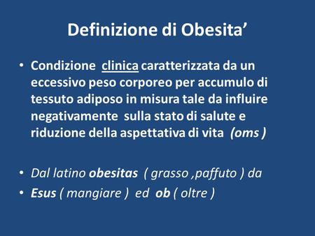 Definizione di Obesita’