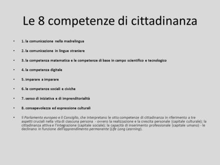 Le 8 competenze di cittadinanza