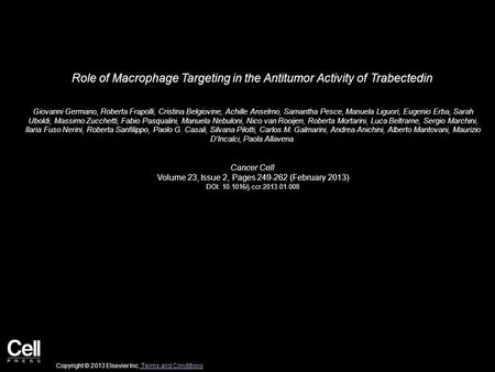 Role of Macrophage Targeting in the Antitumor Activity of Trabectedin