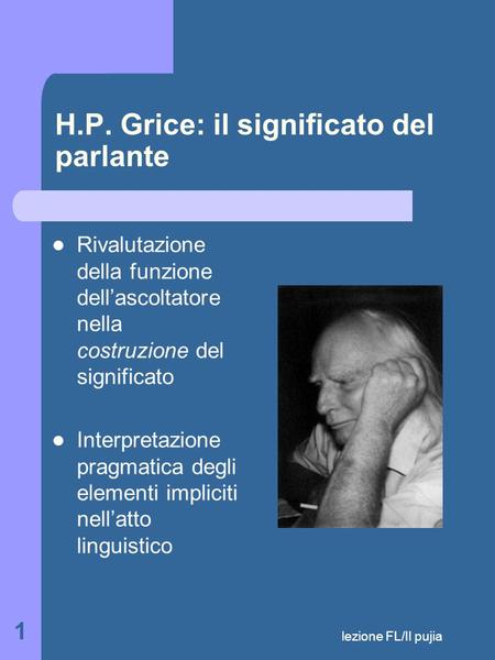 H.P. Grice: il significato del parlante