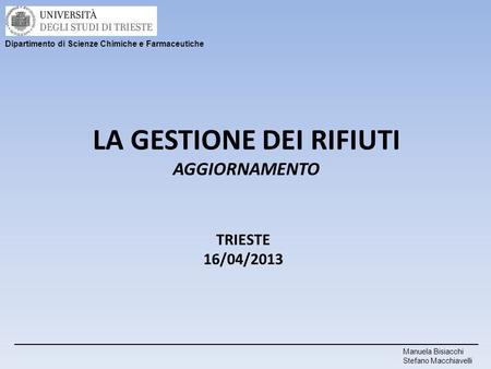 LA GESTIONE DEI RIFIUTI