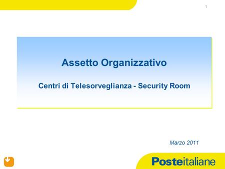 1 Assetto Organizzativo Centri di Telesorveglianza - Security Room Marzo 2011.