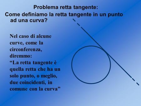 Problema retta tangente: