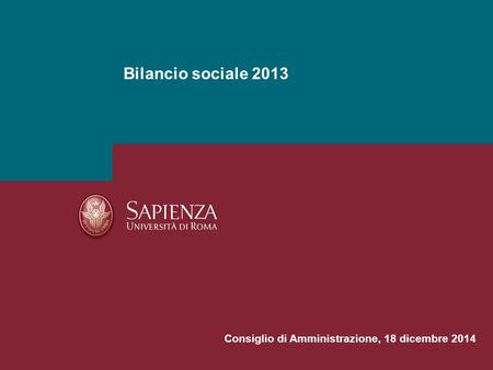 Bilancio sociale 2013 Consiglio di Amministrazione, 18 dicembre 2014.