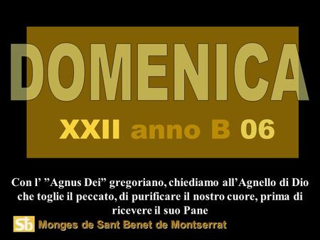 Monges de Sant Benet de Montserrat Con l’ ”Agnus Dei” gregoriano, chiediamo all’Agnello di Dio che toglie il peccato, di purificare il nostro cuore, prima.