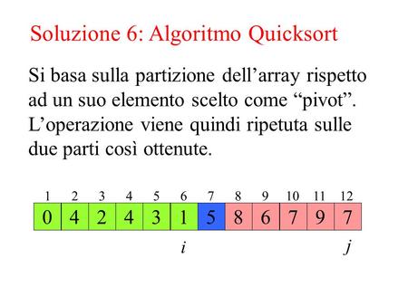 Soluzione 6: Algoritmo Quicksort
