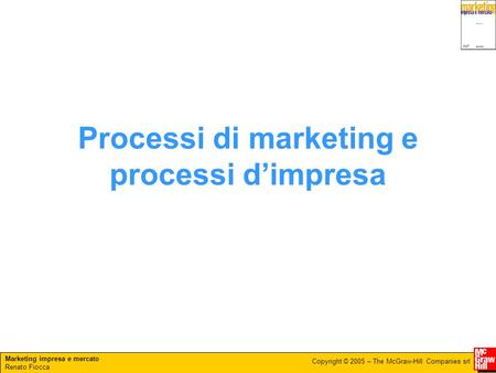 Marketing impresa e mercato Renato Fiocca Copyright © 2005 – The McGraw-Hill Companies srl Processi di marketing e processi d’impresa.