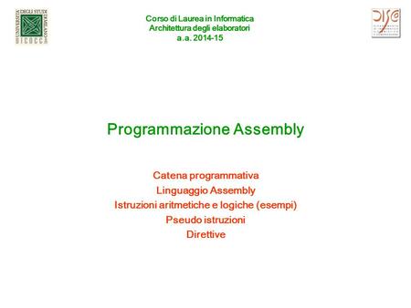 Programmazione Assembly