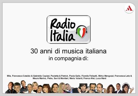 30 anni di musica italiana in compagnia di: Mila, Francesco Cataldo & Gabriella Capizzi, Paoletta & Patrick, Paola Gallo, Fiorella Felisatti, Mirko Mengozzi,