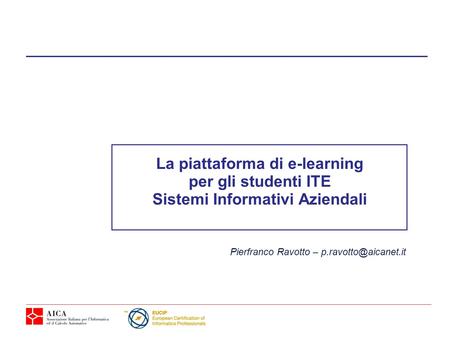 La piattaforma di e-learning Sistemi Informativi Aziendali