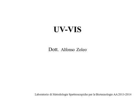 UV-VIS Dott. Alfonso Zoleo