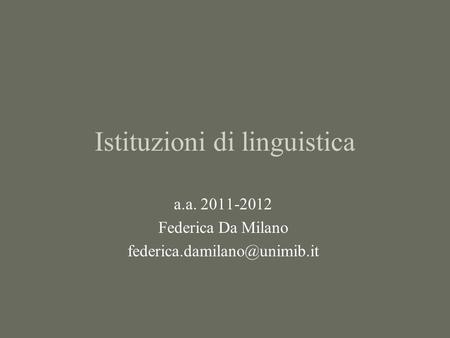 Istituzioni di linguistica