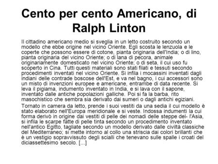 Cento per cento Americano, di Ralph Linton