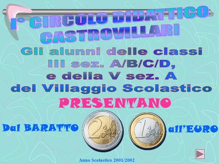 Dal BARATTO all’EURO PRESENTANO Anno Scolastico 2001/2002.