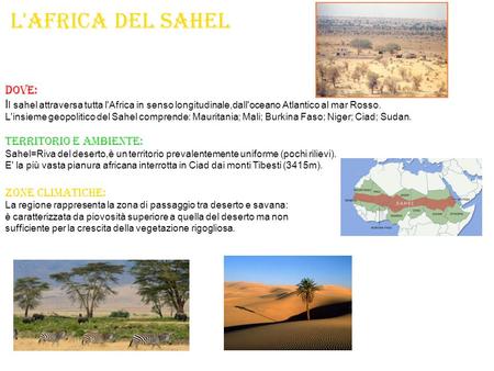 L'africa del Sahel DOVE: