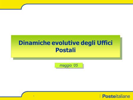 1 Dinamiche evolutive degli Uffici Postali maggio ’05.