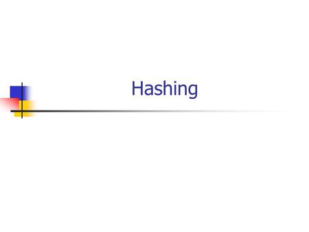 Hashing. 2 argomenti Hashing Tabelle hash Funzioni hash e metodi per generarle Inserimento e risoluzione delle collisioni Eliminazione Funzioni hash per.