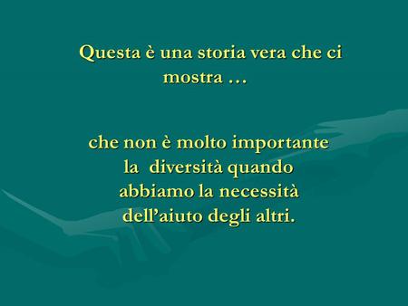 Questa è una storia vera che ci mostra … che non è molto importante la diversità quando abbiamo la necessità dell’aiuto degli altri.