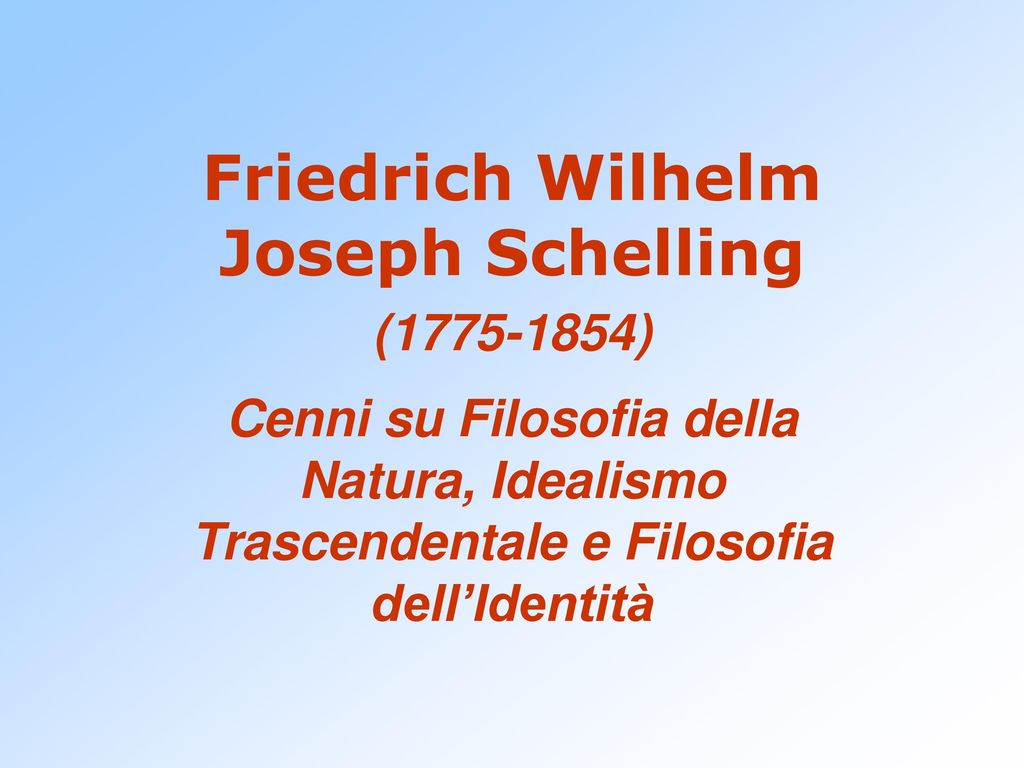 Friedrich Wilhelm Joseph Schelling - ppt scaricare