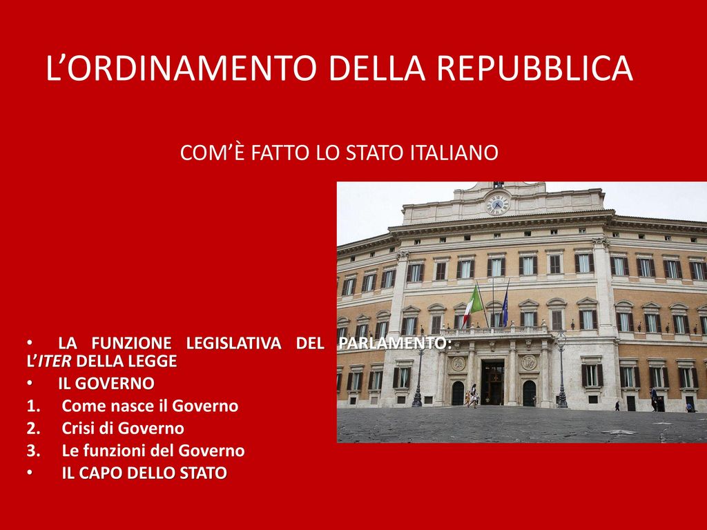 L Ordinamento Della Repubblica Com E Fatto Lo Stato Italiano Ppt Scaricare