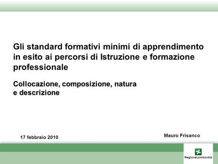 Gli standard formativi minimi di apprendimento