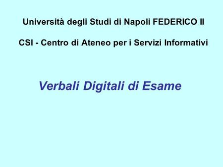 Verbali Digitali di Esame