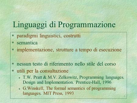 Linguaggi di Programmazione