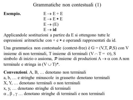 Grammatiche non contestuali (1)