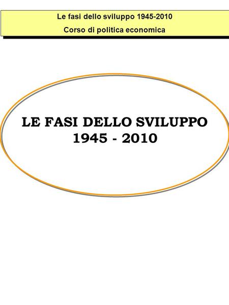 LE FASI DELLO SVILUPPO 1945 - 2010 Corso di politica economica LE FASI DELLO SVILUPPO 1945 - 2010 1.