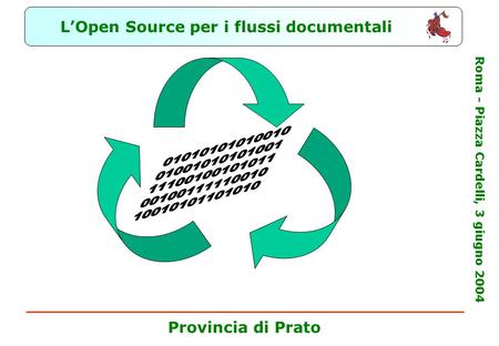 L’Open Source per i flussi documentali Roma - Piazza Cardelli, 3 giugno 2004 Provincia di Prato 1.