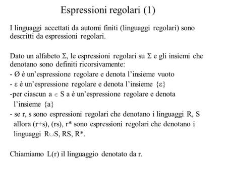 Espressioni regolari (1)