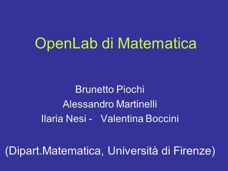 OpenLab di Matematica (Dipart.Matematica, Università di Firenze)