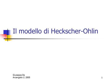 Il modello di Heckscher-Ohlin