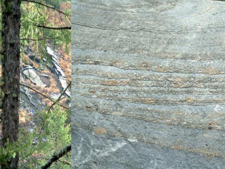 Valnontey pietra Roccia formata per stratificazione (vedi file “geologia”) Nel Mesozoico (150 milioni di anni fa) l’area era coperta da oceani (Teride)
