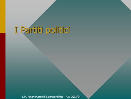 L.M. Fasano Corso di Scienza Politica - A.A. 2003/04 I Partiti politici.