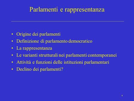Parlamenti e rappresentanza