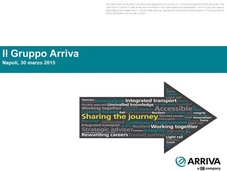 1 Il Gruppo Arriva Napoli, 30 marzo 2015 The information contained in this document belongs to Arriva Italia S.r.l. and to the recipient of the document.