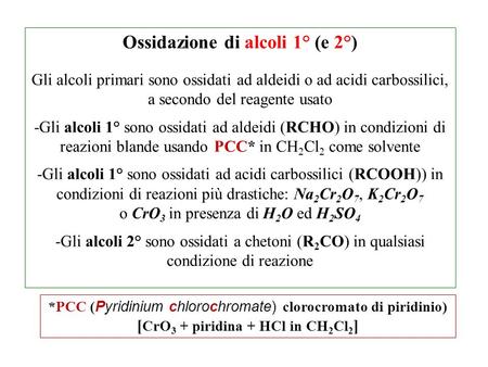 Ossidazione di alcoli 1° (e 2°) [CrO3 + piridina + HCl in CH2Cl2]