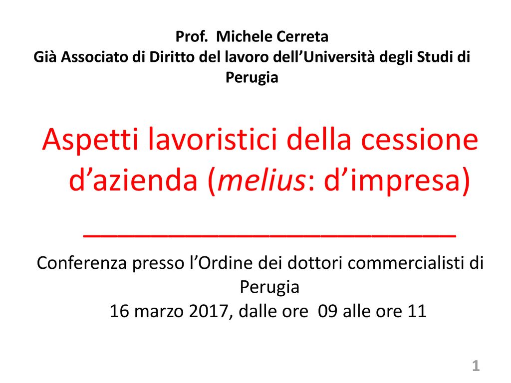 Prof. Michele Cerreta Gi Associato di Diritto del lavoro dell