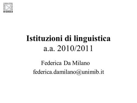 Istituzioni di linguistica a.a. 2010/2011